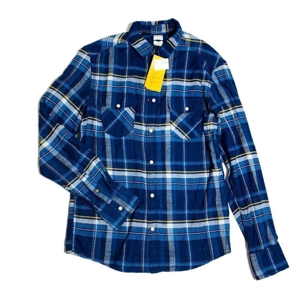 H&M slim fit snap button down plaid flannel shirt